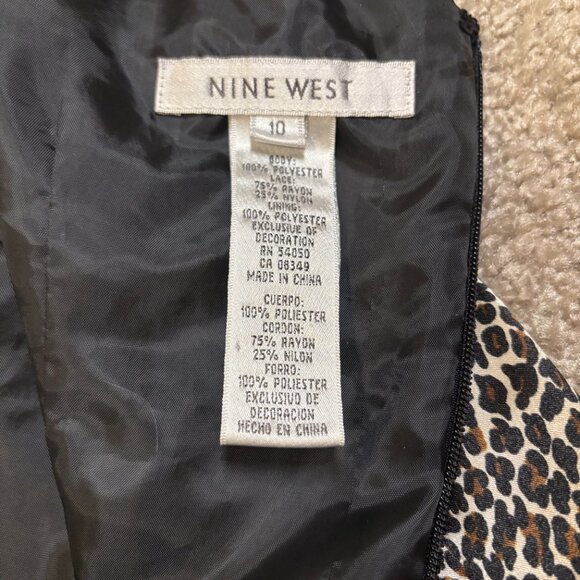 Nine West Leopard and Lace Satin Tank Top Size 10 Zipper Back Retro Fit - Picture 5 of 8
